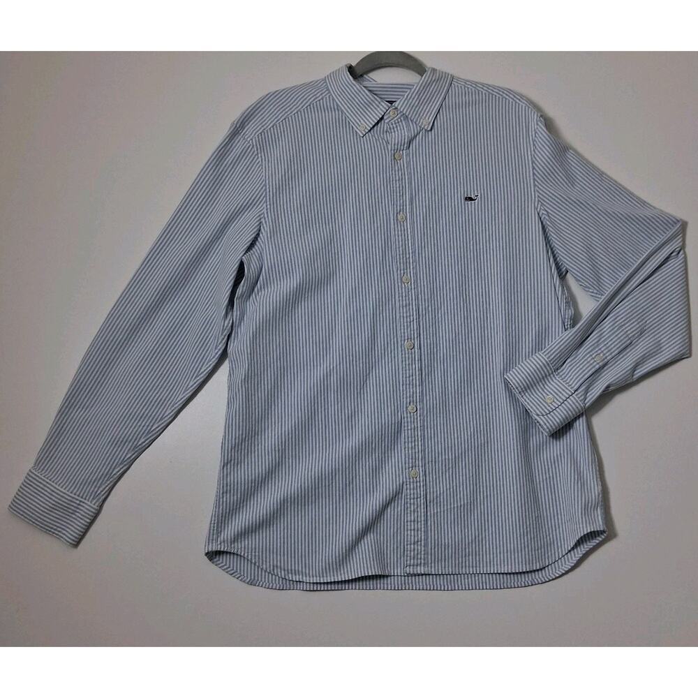 Vineyard Vines Button Down Shirt Men's Size L Blue & White Classic Fit Whale